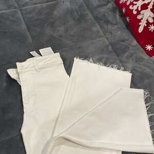White high waisted red marine straight zara pants